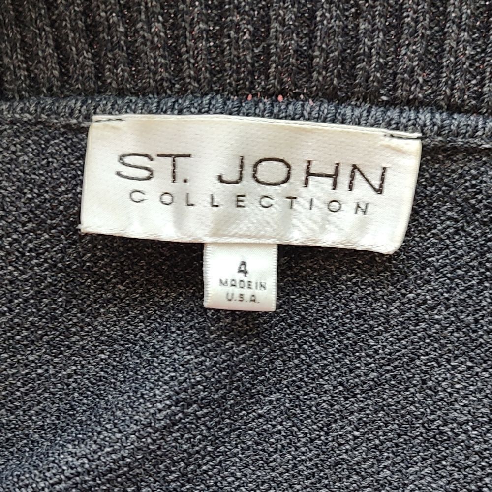 St. John Knit COLLECTION  Gray Blue Santana Popcorn Stitch JACKET SZ 4 - Picture 13 of 15